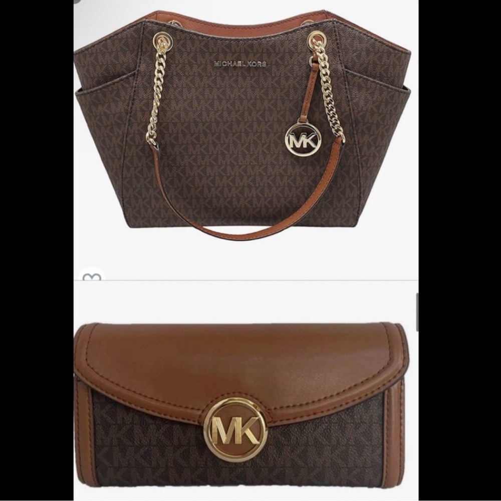 Michael Kors Brown Tote and Wallet Set